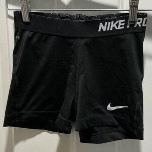 Nike Pro Black Compression Workout Shorts with White Logo